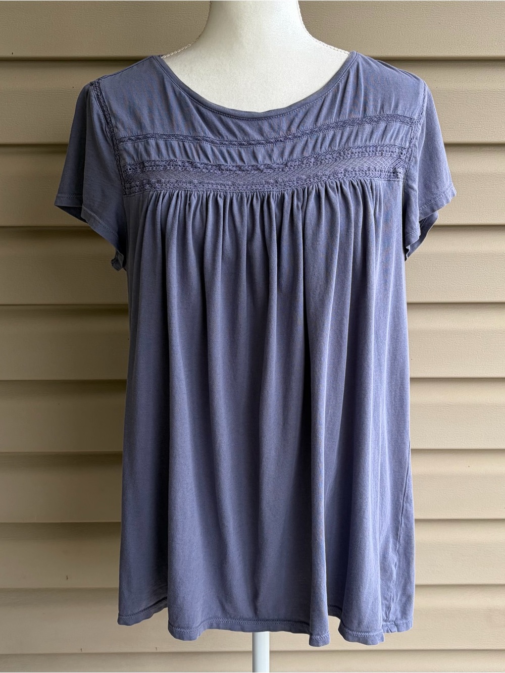 •LOFT• Soft Crochet Yoke Knit Babydoll Top – Size Large